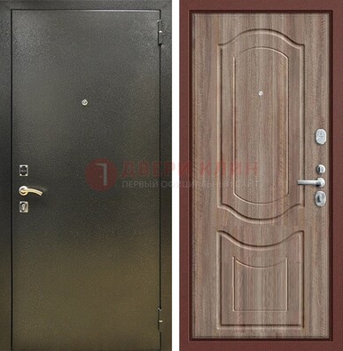 Темно-серая входная дверь с порошковым покрытием и коричневая МДФ ДП-290 в Краснодаре