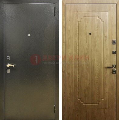 Темно-серая входная дверь с порошковым покрытием и МДФ Золотой дуб ДП-291 в Краснодаре