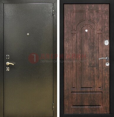 Темно-серая металлическая дверь с порошковым покрытием и МДФ коричневая ДП-292 в Краснодаре
