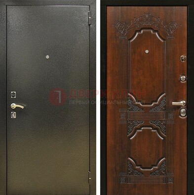 Входная дверь Темное серебро с порошковым покрытием и МДФ с узором ДП-293 в Краснодаре