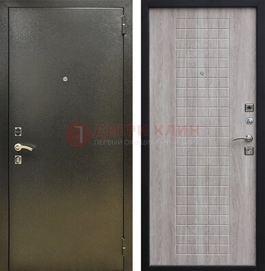Железная темная дверь с порошковым покрытием и филенчатой МДФ ДП-297 в Краснодаре