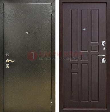 Входная темно-серая дверь с порошковым напылением и коричневой МДФ ДП-301 в Краснодаре