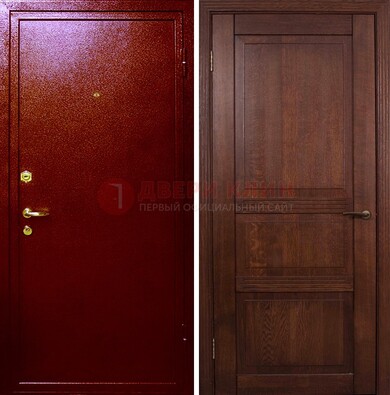 Красная железная дверь с порошковым окрасом ДП-58 в Краснодаре