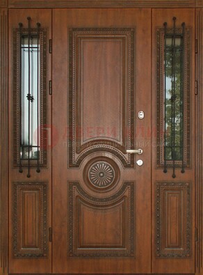 Парадная распашная стальная дверь Винорит со стеклом ДПР-106 в Краснодаре