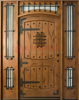 Парадная дверь с коваными элементами ДПР-68 в коттедж в Краснодаре