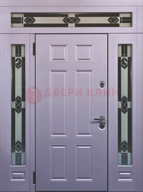 Филенчатая железная парадная дверь с фрамугами ДПР-82 в Туле