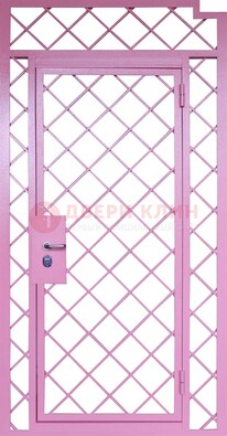 Розовая металлическая решетчатая дверь ДР-15 в Краснодаре