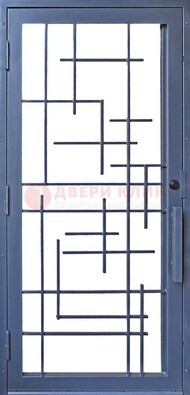 Современная железная решетчатая дверь синяя ДР-31 в Краснодаре