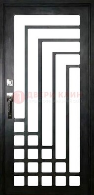 Черная стальная решетчатая дверь в современном стиле ДР-43 в Краснодаре