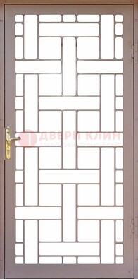 Коричневая металлическая решетчатая дверь для дома ДР-47 в Краснодаре