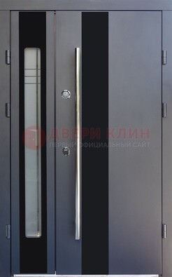 Серая стальная дверь со стеклом ДС-11 в Краснодаре