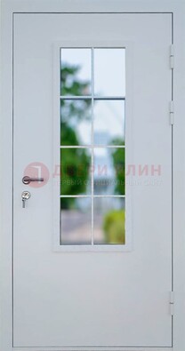 Белая железная дверь порошок со стеклом ДС-31 в Краснодаре