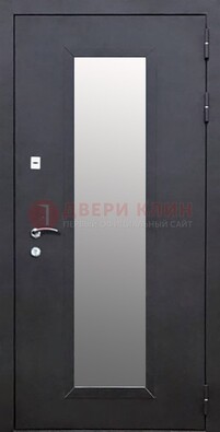 Черная стальная дверь порошок со стеклом ДС-33 в Краснодаре