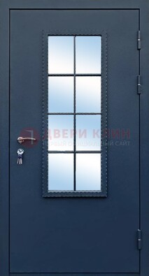 Темная металлическая дверь порошок со стеклом ДС-34 в Краснодаре