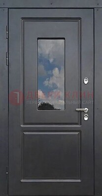 Чёрная металлическая дверь со стеклом ДС-77 в Краснодаре