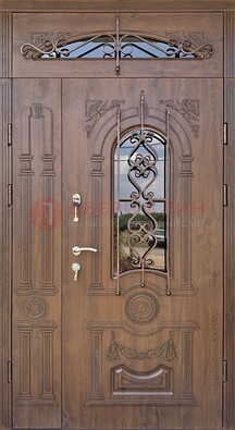 Распашная стальная дверь Винорит со стеклом и ковкой ДСК-232 в Краснодаре