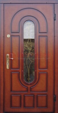 Яркая металлическая дверь Винорит со стеклом и ковкой ДСК-268 в Краснодаре