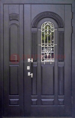 Входная дверь Винорит со стеклом и ковкой с узором ДСК-270 в Краснодаре