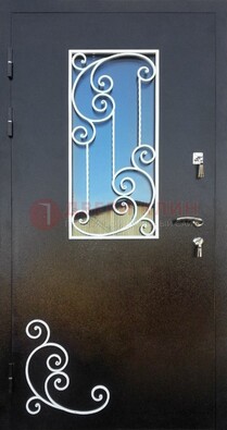 Входная дверь Порошок со стеклом и ковкой ДСК-278 в Краснодаре