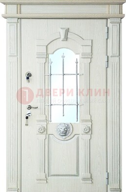 Герметичная входная дверь со стеклом и ковкой с украшением ДСК-64 в Краснодаре