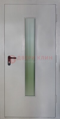 Белая металлическая противопожарная дверь со стеклянной вставкой ДТ-2 в Краснодаре