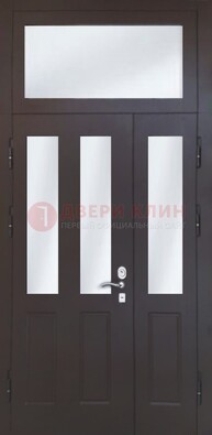 Черная тамбурная дверь со стеклянными вставками ДТМ-38 в Краснодаре