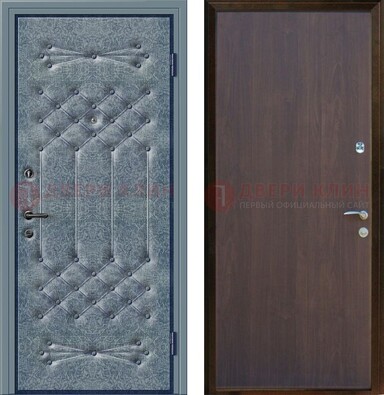 Серая металлическая дверь с винилискожей ДВ-35 в Краснодаре