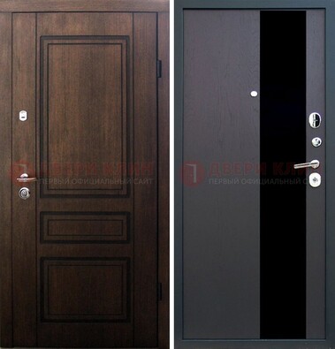 Входная дверь Итальянский орех с МДФ с черным стеклом ДМ-1199 в Краснодаре