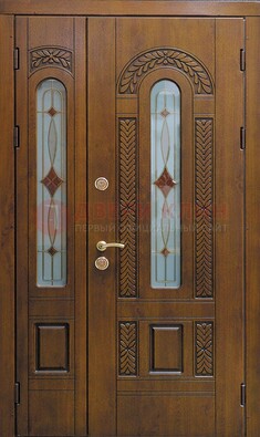 Темная стальная дверь с виноритом и стеклом ДВТ-179 в Краснодаре