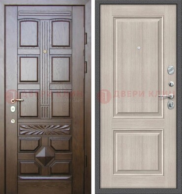 Коричневая металлическая дверь с виноритом ДВТ-223 в Краснодаре