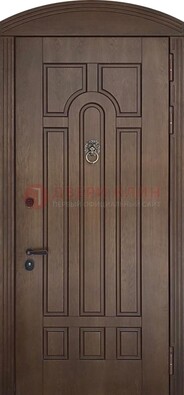Коричневая стальная дверь с виноритом в форме арки ДВТ-237 в Краснодаре
