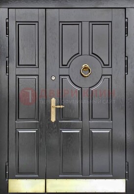 Черная металическая дверь с виноритом для дома ДВТ-241 в Краснодаре