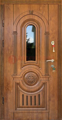 Классическая стальная дверь Винорит со стеклом и узором ДВТ-261 в Краснодаре