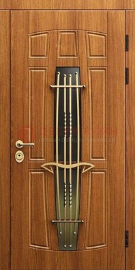 Входная коричневая дверь с терморазрывом и фрезерованной МДФ ДВТ-75 в Краснодаре