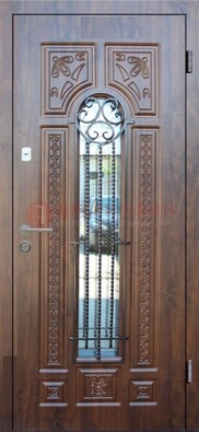 Входная стальная дверь с виноритом и светлой панелью внутри ДВТ-97 в Ногинске