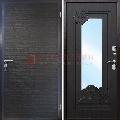 Темная Железная дверь c виноритом и МДФ с зеркалом ДЗ-119 в Краснодаре