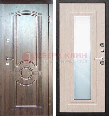 Светло-коричневая дверь c виноритом с узором и филенчатой МДФ ДЗ-120 в Краснодаре