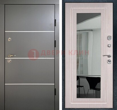Черная металлическая дверь с зеркалом ДЗ-12 в Дмитрове