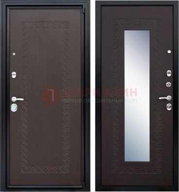 Темная стальная дверь с зеркалом ДЗ-20 в Краснодаре