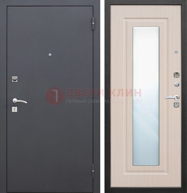 Черная входная дверь с зеркалом МДФ внутри ДЗ-31 в Краснодаре