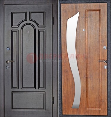 Темная железная дверь с зеркалом ДЗ-35 в Краснодаре