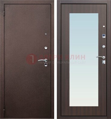 Коричневая входная дверь с зеркалом МДФ внутри ДЗ-40 в Краснодаре