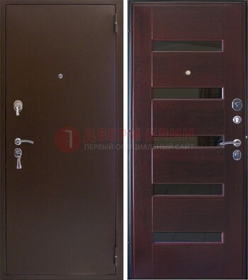 Темная железная дверь с зеркалом ДЗ-42 в Краснодаре