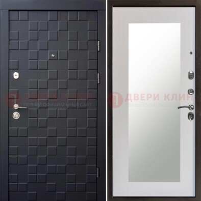 Черная стальная дверь МДФ и зеркалом ДЗ-50 в Краснодаре