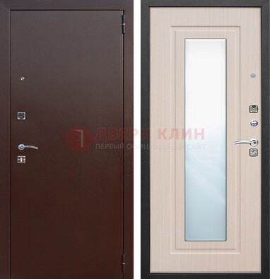 Входная дверь с порошковым покрытием филенчатой МДФ и зеркалом ДЗ-65 в Краснодаре