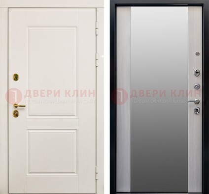 Белая стальная дверь с большим зеркалом ДЗ-73 в Краснодаре