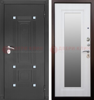 Стальная черная дверь МДФ с зеркалом ДЗ-76 в Краснодаре