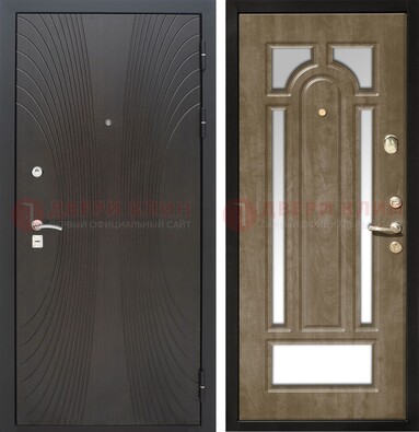 Темная металлическая дверь МДФ с различными зеркальными вставками внутри ДЗ-82 в Краснодаре