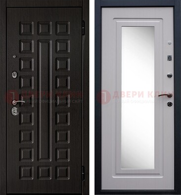 Черная филенчатая металлическая дверь МДФ с зеркалом ДЗ-83 в Краснодаре
