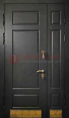 Черная полуторная железная дверь для частного дома ПЛ-2 в Краснодаре